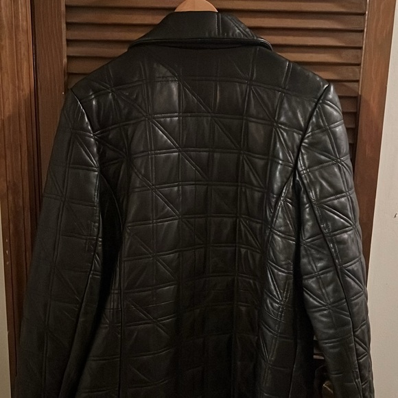 Cole Hann black lamp skin leather trench coat size L - Picture 7 of 7